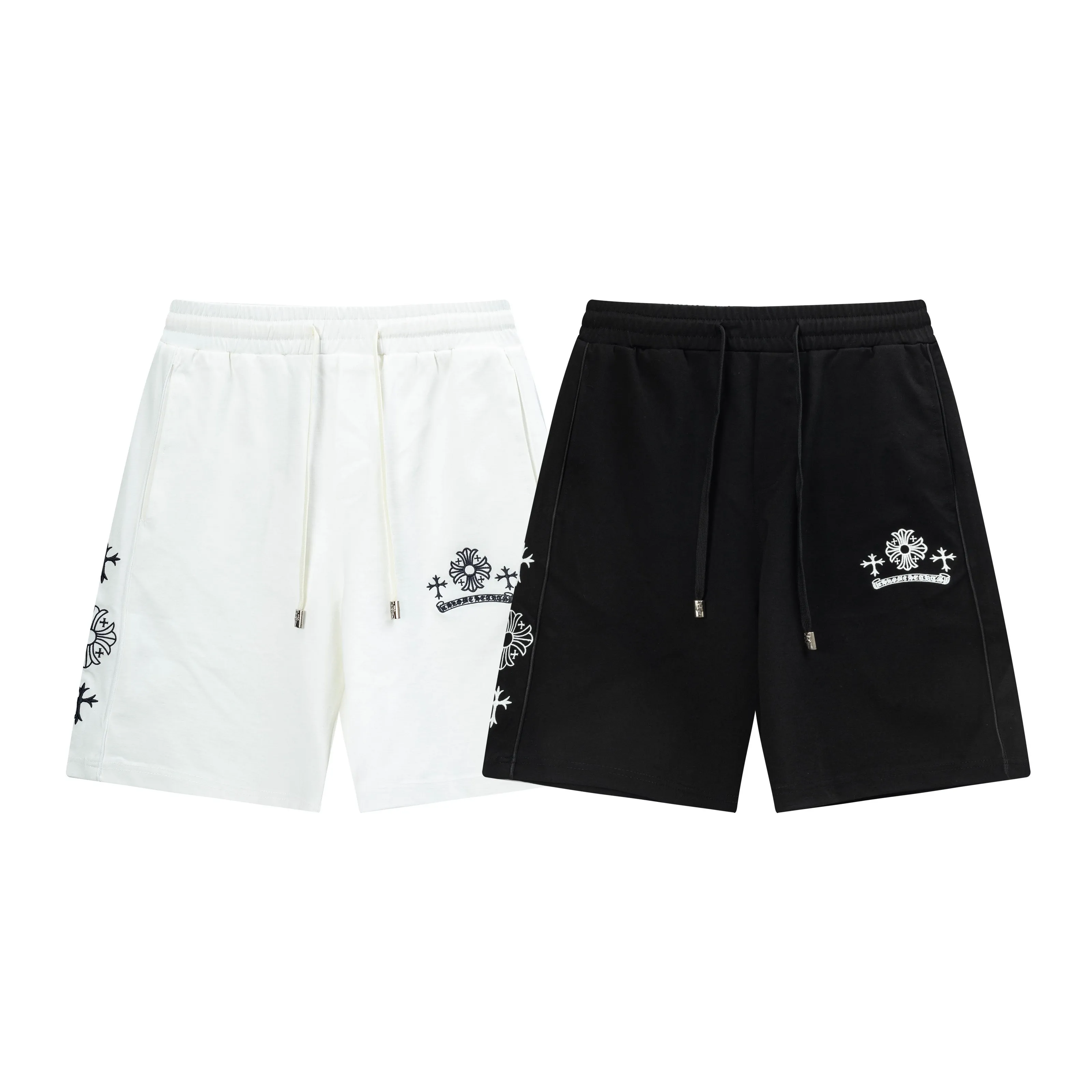 🅿️190 2025 Croxin new knitted shorts, customized fabric, knitted with knitted logo printed on it. The version is tight and three-dimensional, with straight stripe splicing. The customized trouser cord hardware has strong texture and smoothness. The upper body is comfortable and breathable. It has a concave and convex three-dimensional feel. It is fashionable and casual. Color: Black - White Size: M-4XL